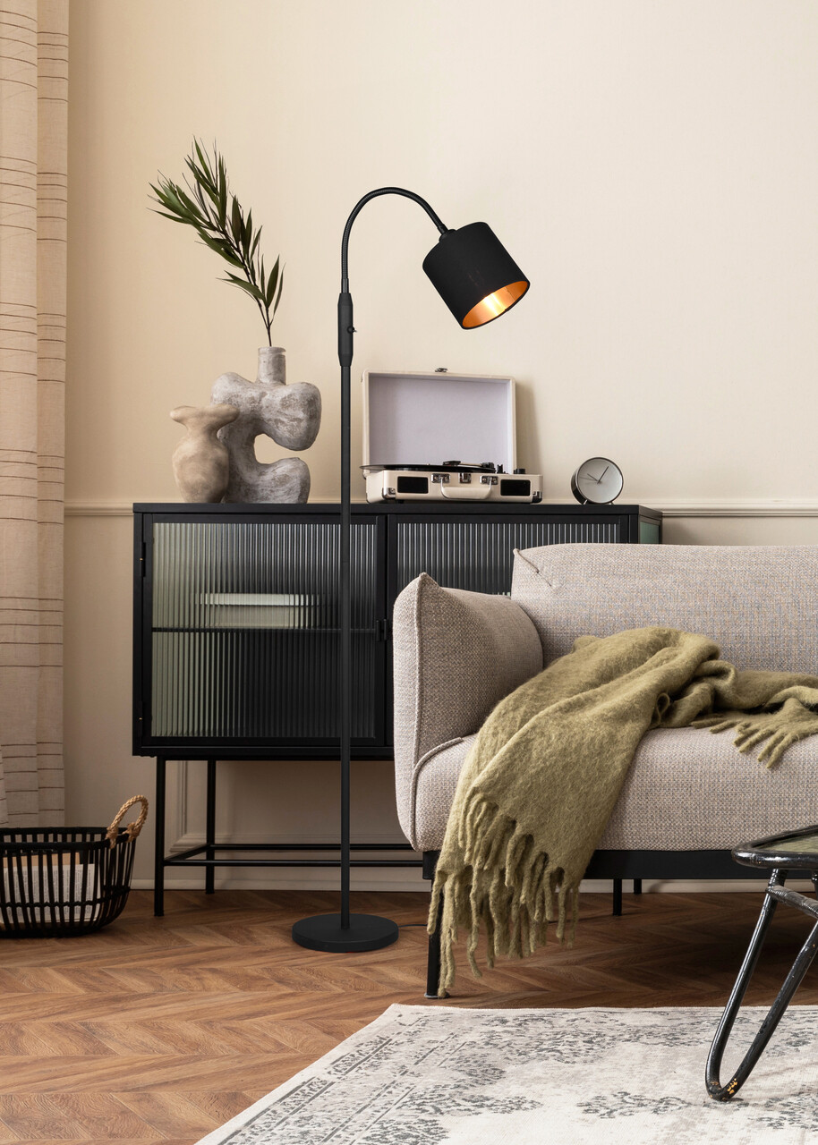 Lampadar Tommy, RL, 20x130 cm, 40W, 1x E14, metal/textil, negru mat - imagine 5